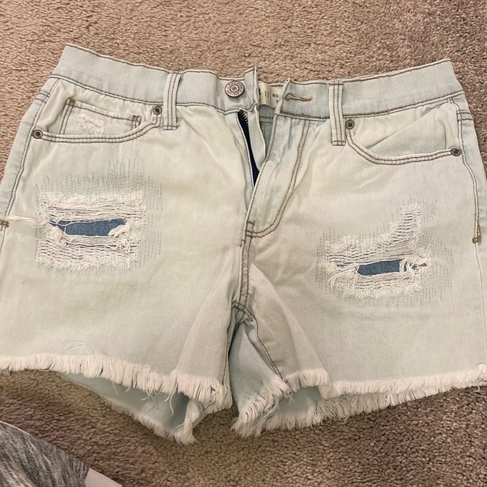 White washed distressed jean shorts